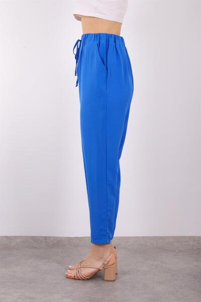 Puane Women's High Waist Elastic Pocket Carrot Leg Aerobin Trousers Soul 31137 SAKS-BLUE