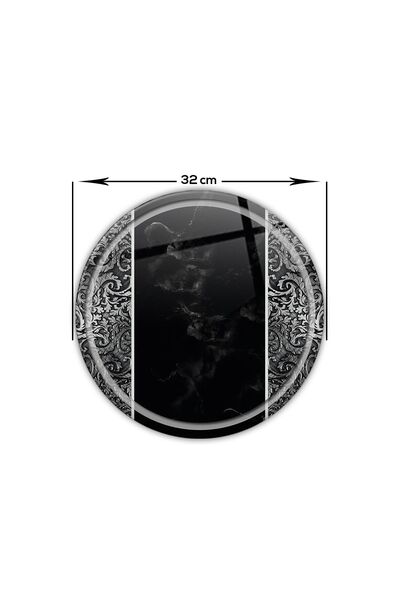 Decorita Black Ornament Glass Cutting Board - Diameter 32cm, Patented Product