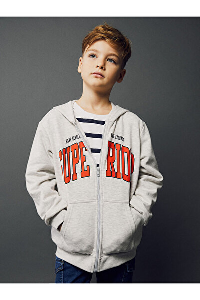 LC Waikiki Μακρυμάνικο φούτερ με κουκούλα με φερμουάρ για αγόρι - W3DA75Z4