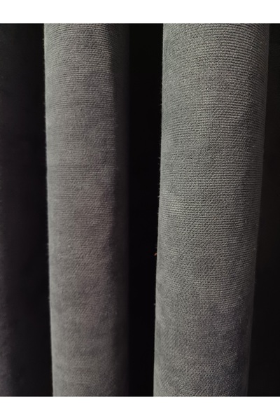 venedik home Luxury Velvet Textured - 1X3 Close Pleat Dark Grey Island Background Curtain, High Quality Gift Accessory