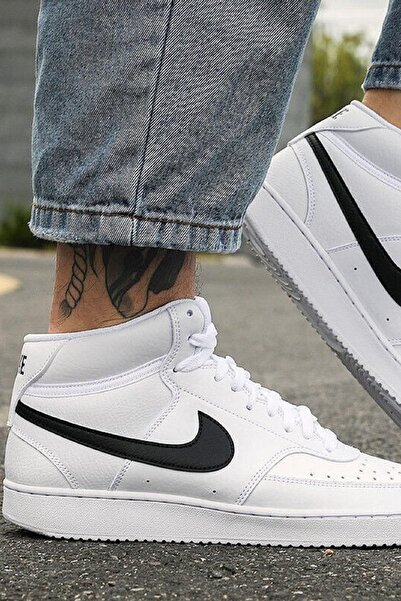 Nike Court Vision Mid White Sneaker Bilekli Günlük Beyaz Spor Ayakkabı