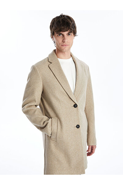 LC Waikiki Beige Standard Fit Jacket Collar Men's Cashmere Coat