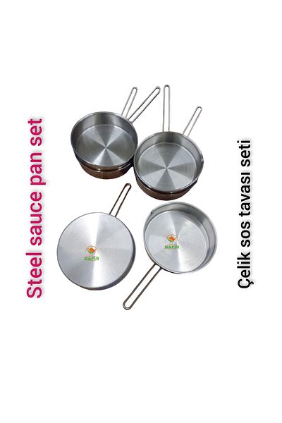 SAFİR ÇAY KAZANLARI Sapphire 20 cm Size 430 Quality Steel Sauce Pan Set - 6 Pieces Large Size Sauce Bowl