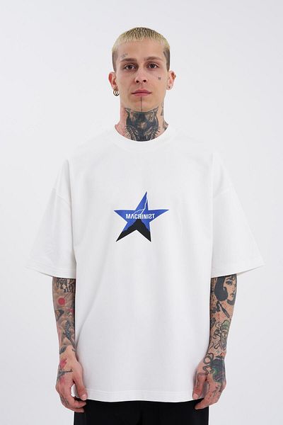 Machinist Dragon Machinist Printed Men's Oversize Ecru T-Shirt