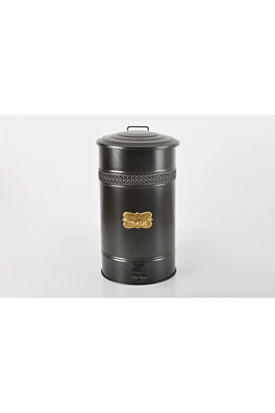 Yıldıray Metal Black Color Metal Lid Galvanized Metal Pedal Trash Can 16 Liters