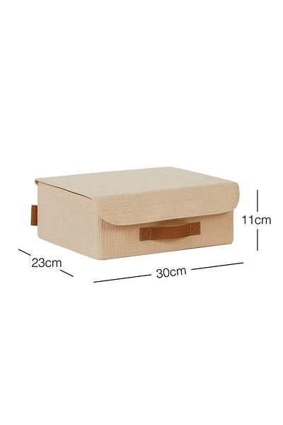 Ocean Home Textile Jute Linen Fabric with Lid Cabinet Drawer Inside Jewelry Laundry Folding Storage Box Organizer 30X23X11