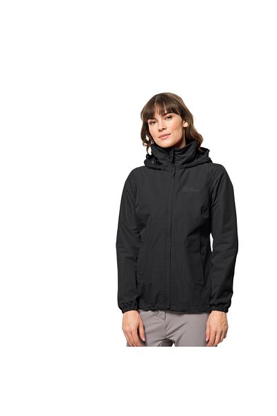 Jack Wolfskin Jachetă neagră pentru exterior pentru femei Stormy Point 2l Jachetă pentru exterior pentru femei