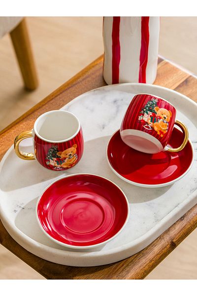 LC Waikiki Porcelain Coffee Cup Set of 2 Persons from the Christmas Collection