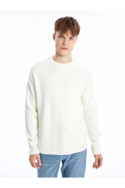 LC Waikiki Ανδρικό πλεκτό πουλόβερ με λαιμόκοψη εκρού