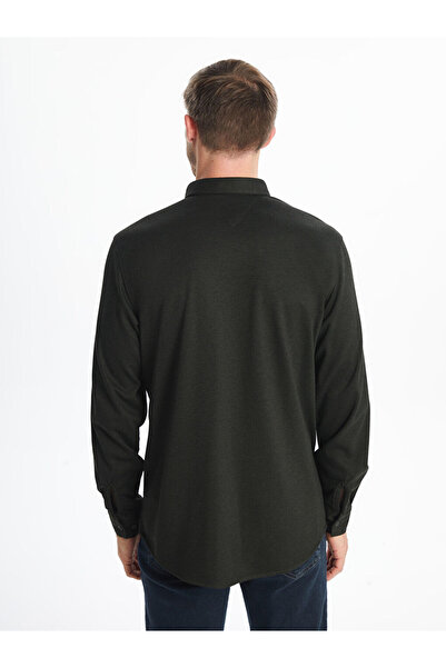 LC Waikiki LCWAIKIKI - Κλασικό ανδρικό πουκάμισο από χακί ποπλίνα, μακρυμάνικο, κανονική εφαρμογή