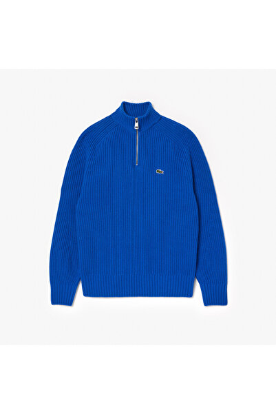 Lacoste Erkek Classic Fit Yarım Fermuarlı Lacivert Kazak