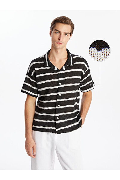 LC Waikiki Cămașă pentru bărbați cu mânecă scurtă cu dungi cu ajustare normală