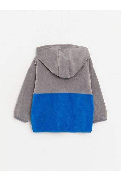 LC Waikiki LCW baby Hooded Long Sleeve Color Block Fleece Baby Boy Zip Sweatshirt