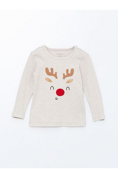 LC Waikiki Lcwk Crew Neck Long Sleeve Christmas Themed Baby Boy Pajamas Set