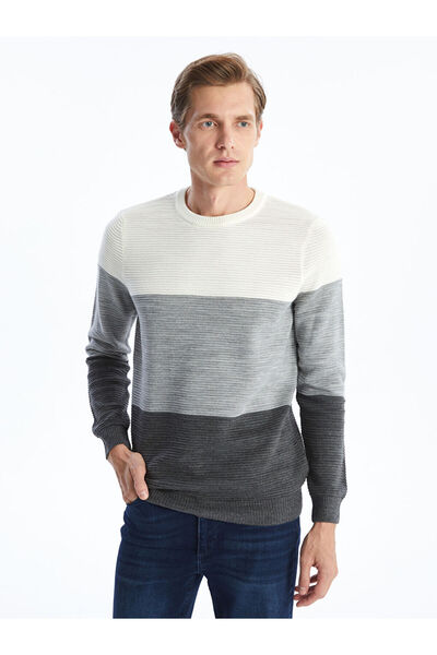 LC Waikiki Pánsky pletený sveter – dlhý rukáv, výstrih