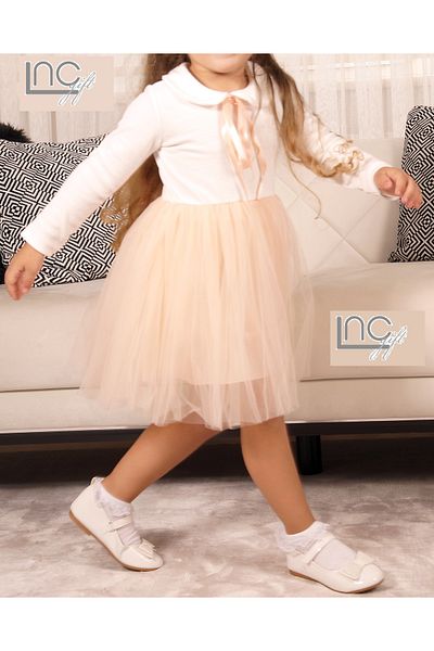 nc gift Fusta Tutu căptușită Bumbac Rochie mânecă lungă Guler Bebelus