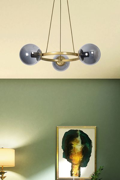 Modavize Owen Modern Design Kitchen Bedroom Hall Living Room Antique Color Smoked Glass 3-Piece Chandelier