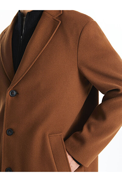 LC Waikiki Brown Standard Fit Jacket Collar Men's Cashmere Coat