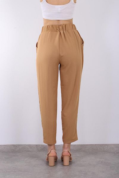 Puane Pantaloni Aerobin pentru femei cu talie înaltă elastică cu buzunare morcov Soul 31137 LATTE