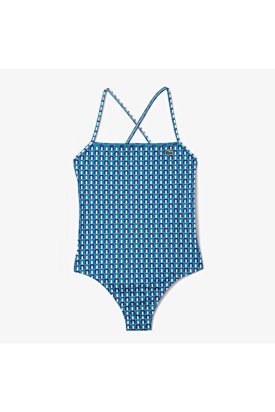 Lacoste Kadın Monogram Mavi Mayo