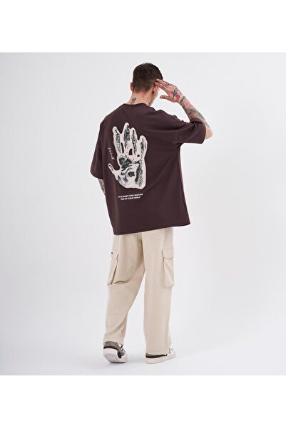 Machinist Men's Oversize Brown T-Shirt - Toxic People Printed