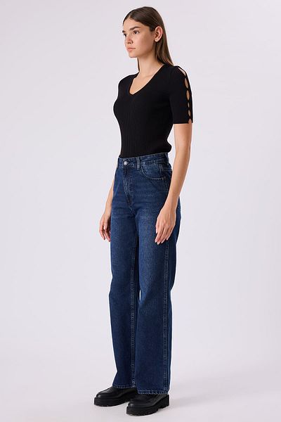 FEVER Wide Leg Navy Blue Jean Trousers
