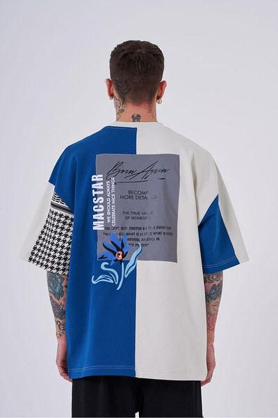 Machinist Men's Nakkaş Levni Printed Oversize Indigo Gray T-Shirt