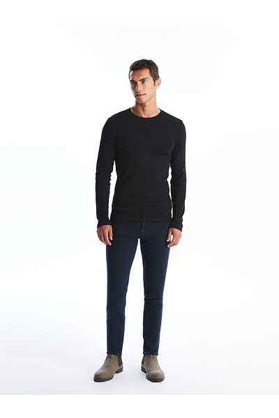 LC Waikiki Lcw Crew Neck Long Sleeve Combed Cotton Men's T-Shirt Fast Fashion
