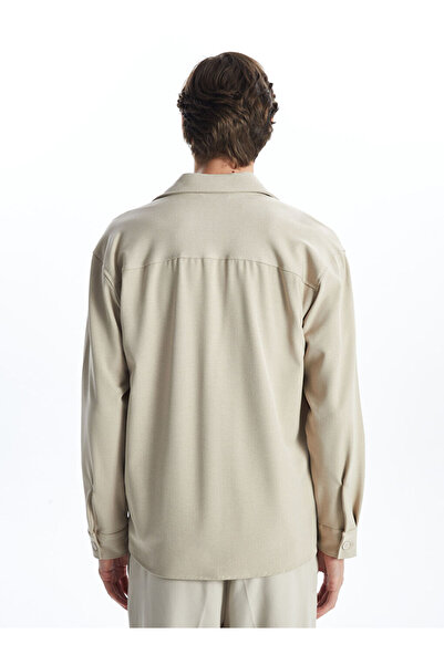 LC Waikiki LCW Vision Bej Regular Fit Uzun Kollu Armürlü Erkek Gömlek