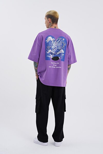 Machinist Ανδρικό μωβ μπλουζάκι με στάμπα Dragon Machinist