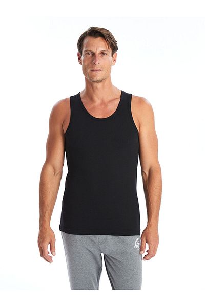 LC Waikiki Black U-Neck Combed Cotton Men's Undershirt 2-Piece Imrex Global