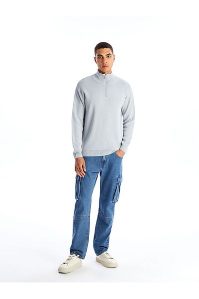 LC Waikiki Men's Knitwear Sweater - Stand Collar, Long Sleeve