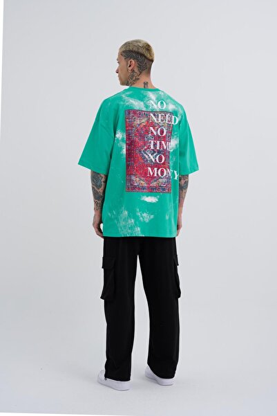 Machinist Ανδρικό μπλουζάκι ανοιχτό πράσινο Oversize - Vintage Carpet Printed