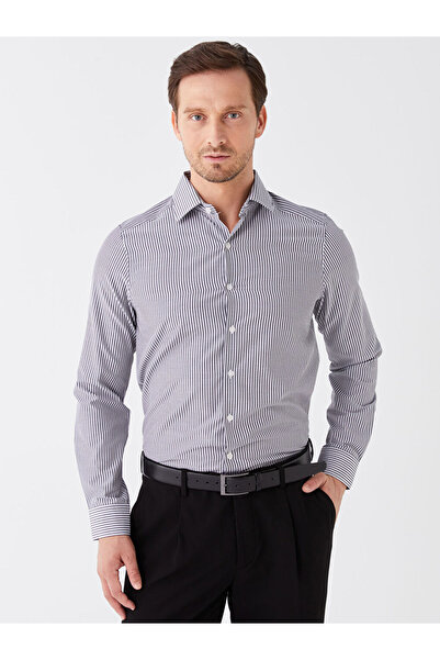 LC Waikiki Pruhovaná pánská košile Slim Fit s dlouhým rukávem Gabardine