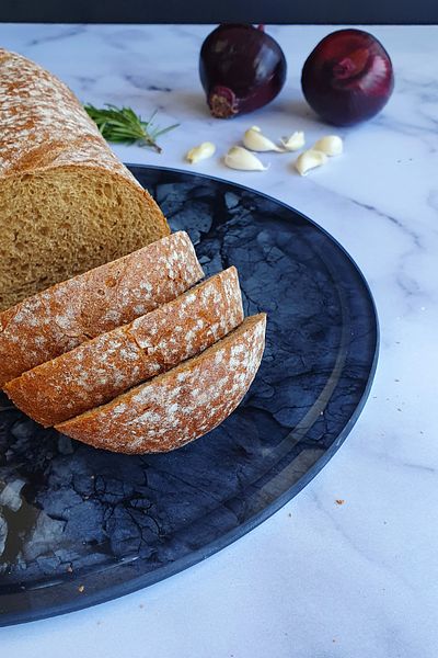 Decorita Channeled Glass Cutting Board - Glass Cutting Table| Natural Stone Patterned| Diameter32cm| Patented Product