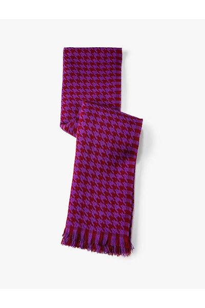 Namaste Vintage Acrylic Scarf with Houndstooth Pattern Purple (45 X 180 cm)