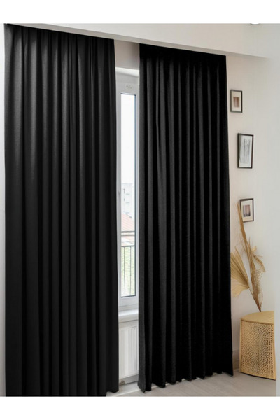 Emes Lüks Kalın Siyah Blackout Karartma Güneşlik Perde (EN X BOY PİLESİZ TEK ...