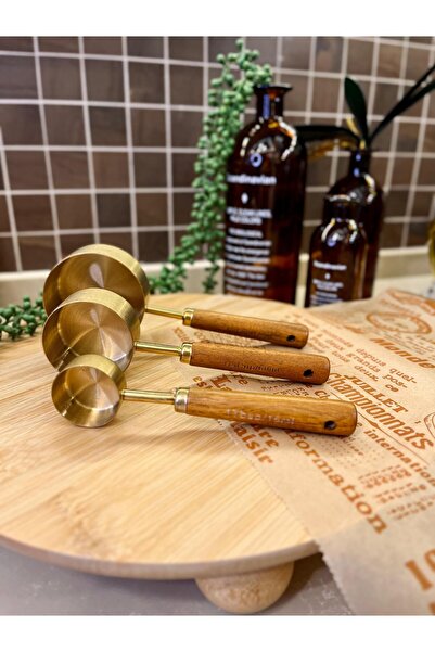 Levn Home 3`lü Mat Gold Gerçek Akasya Saplı Çelik Pinterest  Ölçü Kaşığı 15ml-60ml-125ml