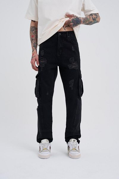 Machinist Μαύρο Baggy Ανδρικό Cargo Jean