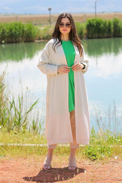 Puane V-Neck Aerobin Women's Hood - Front Button, Puane, 10244 BEIGE