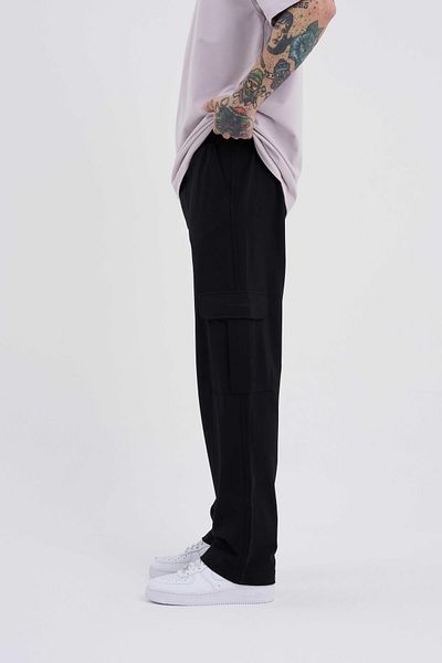 Machinist Ανδρικό φαρδύ μαύρο παντελόνι Cargo Pocket Relaxed