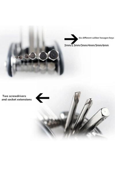 SARİSSA BİSİKLET 15 Fonksiyonlu Bisiklet Çakı Alyan Anahtar Takımı Tamir Seti Bisiklet Tamir Onarım Sökme Seti