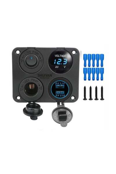 SHUIVAN Switch Panel Voltmetre USB Şarj Girişi Kombine Sigorta Paneli