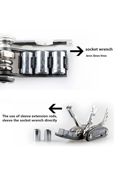 SARİSSA BİSİKLET 15 Fonksiyonlu Bisiklet Çakı Alyan Anahtar Takımı Tamir Seti Bisiklet Tamir Onarım Sökme Seti