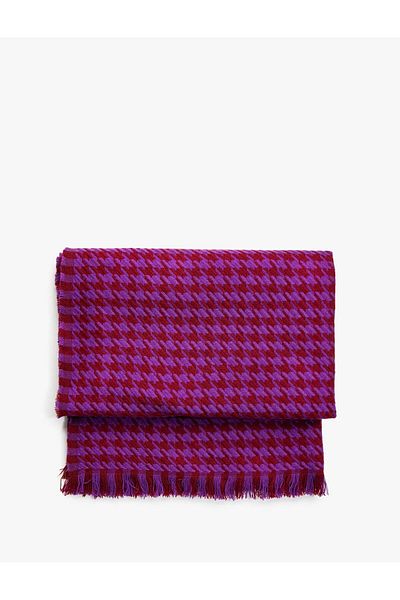Namaste Vintage Acrylic Scarf with Houndstooth Pattern Purple (45 X 180 cm)