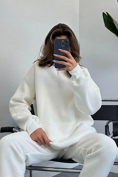 ruNadeS Oversize Γυναικείο Φούτερ - Basic Hoodie με κουκούλα και τσέπη καγκουρό