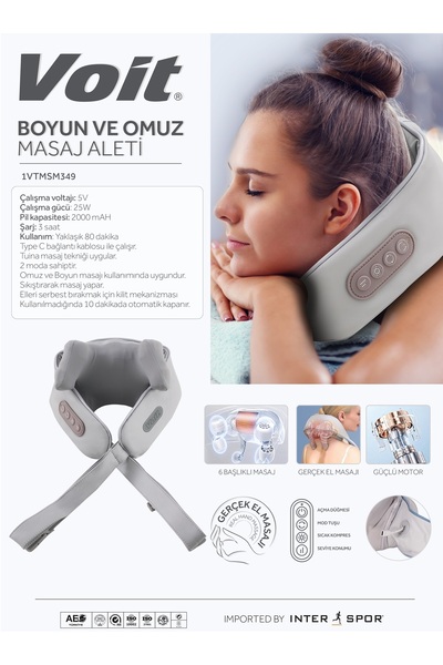 Voit M349 Şarjlı Ve Isıtıcılı Kablosuz Boyun Ve Omuz Masaj Aleti