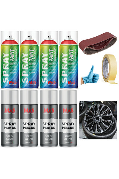 MxS ÖZEL YAPIM JANT SPREY BOYA SETİ 4 ADET SPREY BOYA + 4 ADET ASTAR ZIMPARA+...