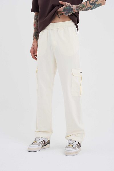 Machinist Ανδρικό φαρδύ λευκό παντελόνι Cargo Pocket Relaxed