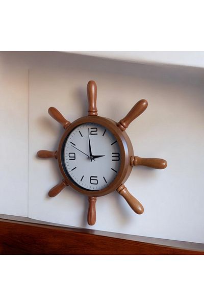 Bahat Antique Wooden White Inside Sailor Sailor Rudder Wall Clock Diameter 36 cm